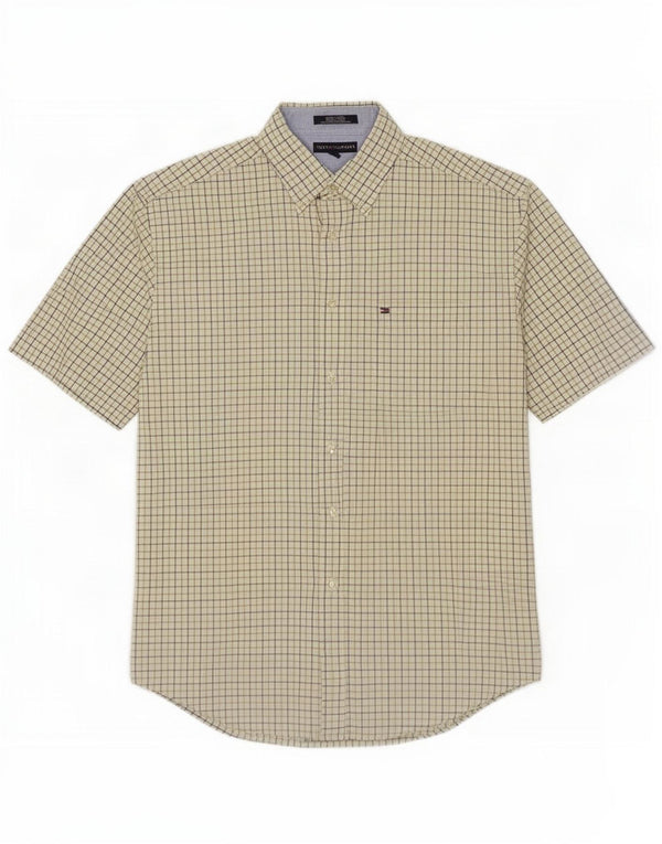 Camicia a maniche corte da uomo Tommy Hilfiger in cotone a quadri verdi grandi