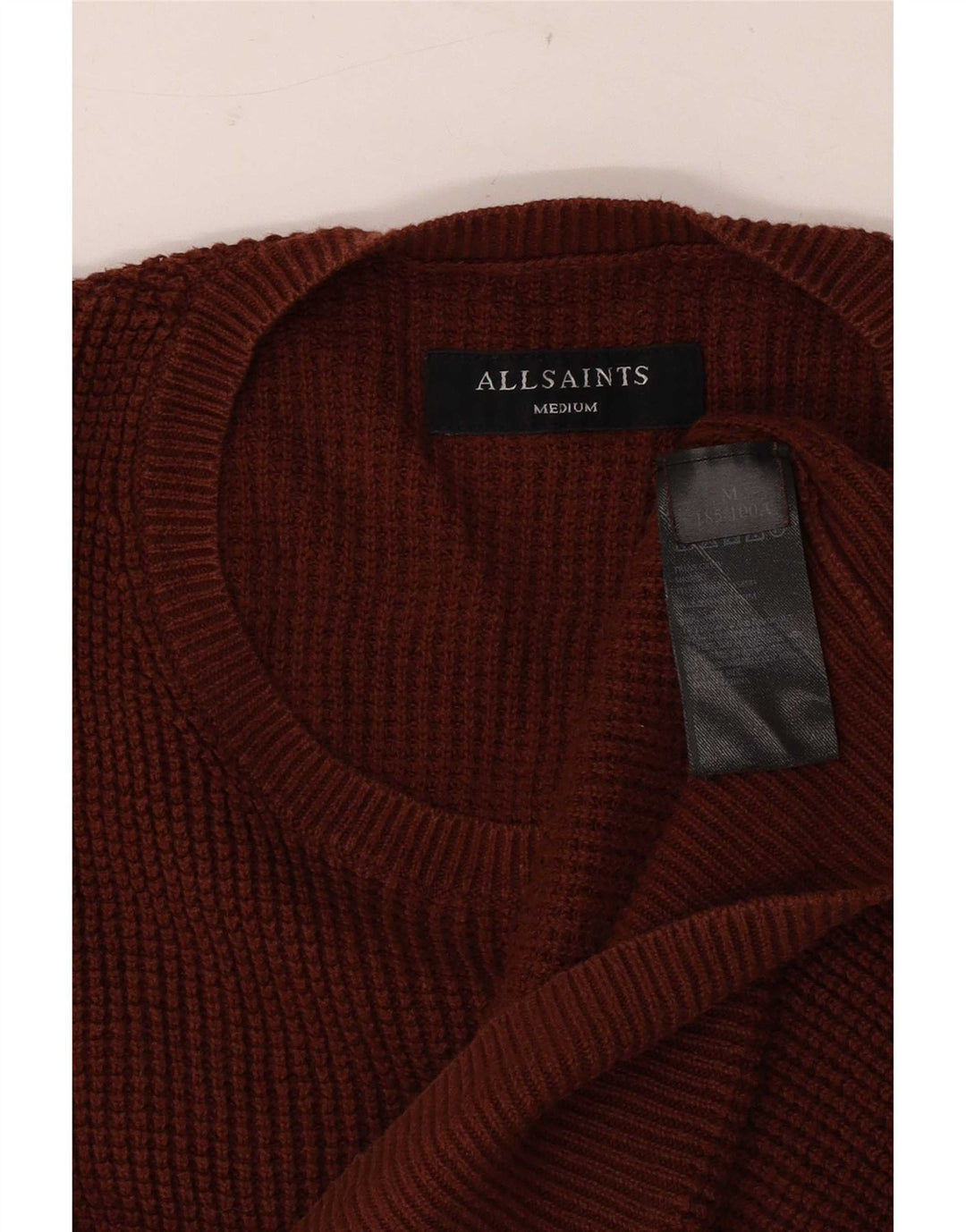 Maglione maglione girocollo da uomo All Saints in cotone marrone medio
