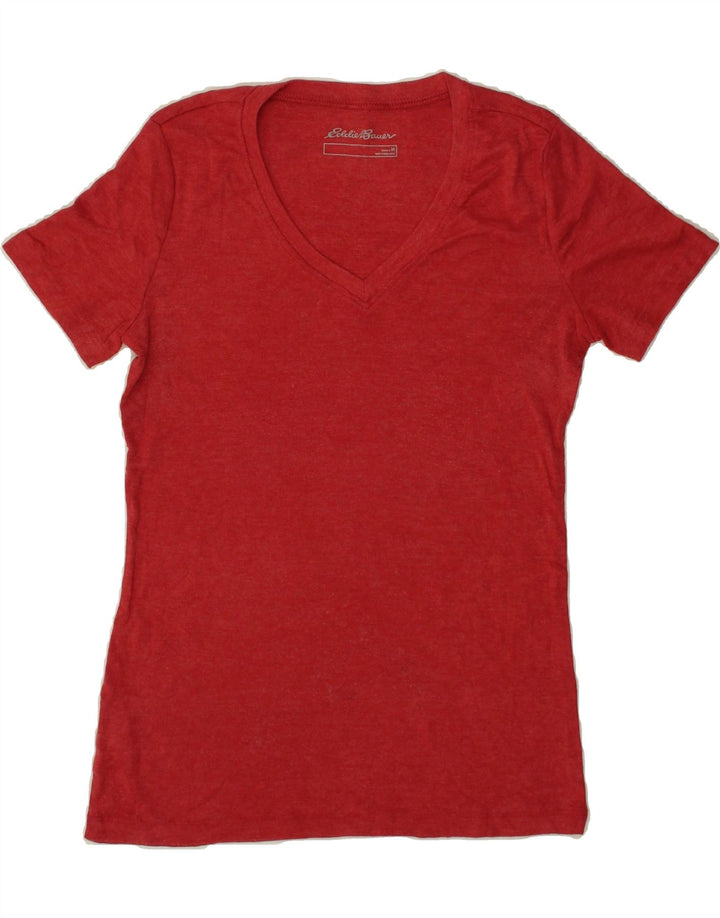 EDDIE BAUER Womens T-Shirt Top UK 12 Medium Red Cotton Vintage Eddie Bauer and Second-Hand Eddie Bauer from Messina Hembry 