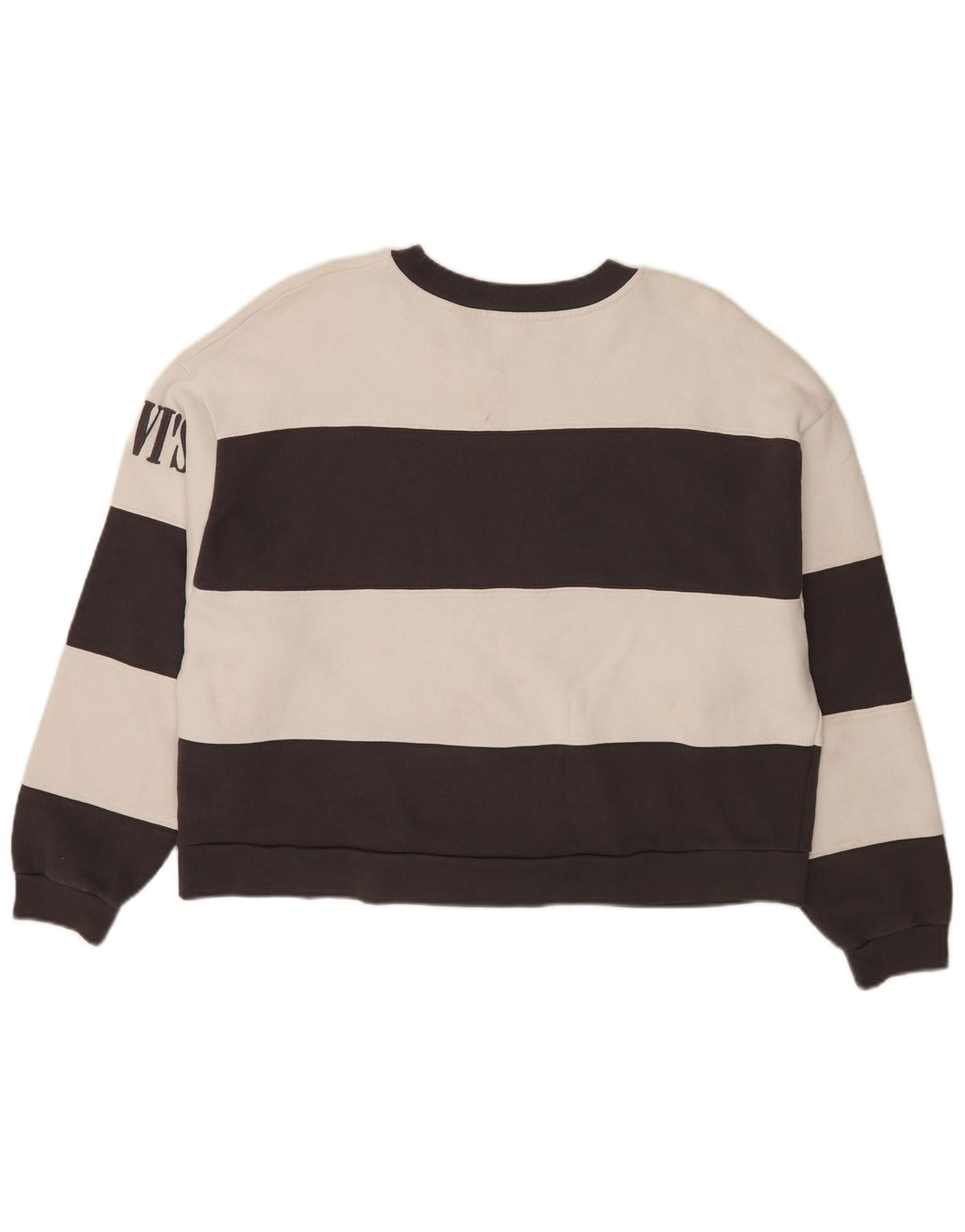 Levi's Donna Felpa Corta Oversize Maglione UK 14 Medio Nero a Righe