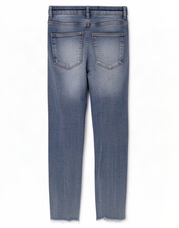 Jeans skinny a vita alta corti da donna Zara EU 38 Small W24 L25 cotone blu