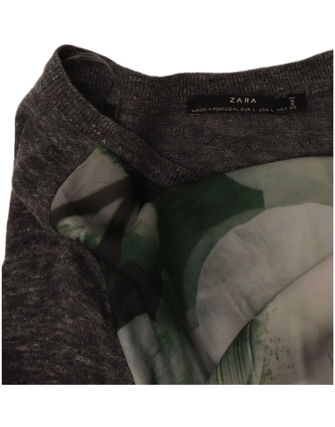Camicetta da donna Zara Top UK 16 grande grigio floreale