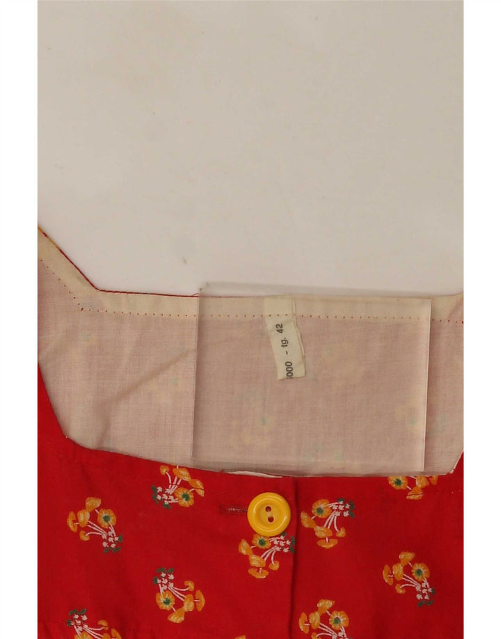 Camicetta camicia vintage da donna IT 42 rosso medio floreale
