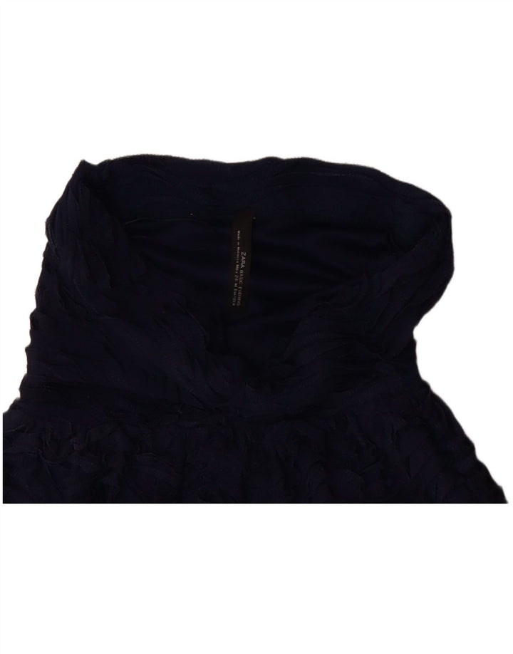 ZARA Womens Strapless Dress UK 12 Medium Navy Blue Polyamide