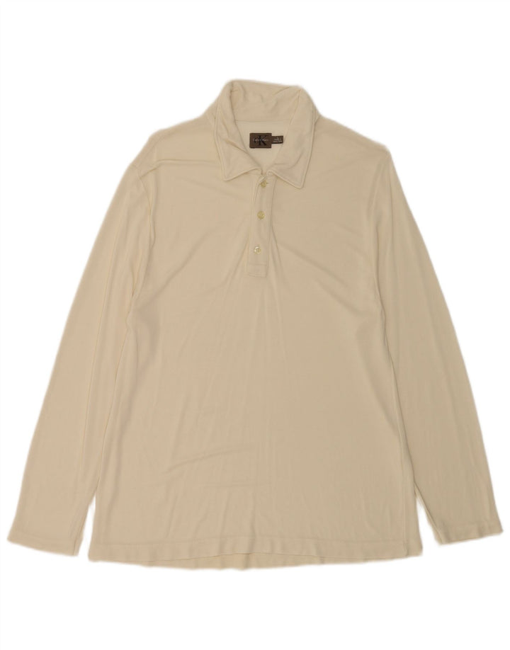 Polo a maniche lunghe da uomo Calvin Klein grande beige