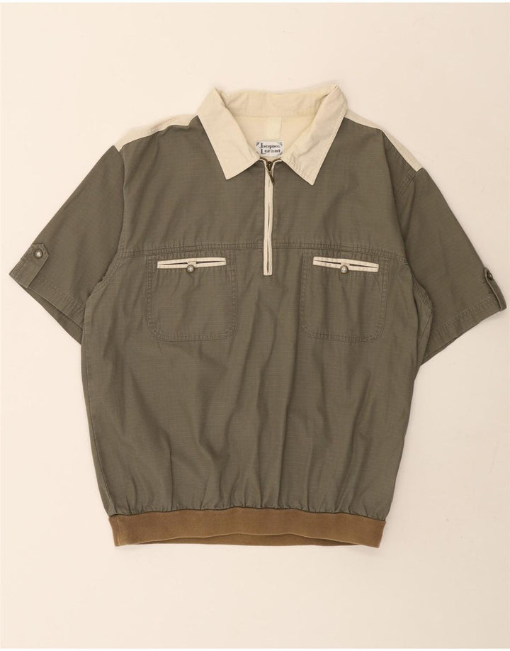 Camicia pullover a maniche corte da uomo Jacques Lorant color kaki medio