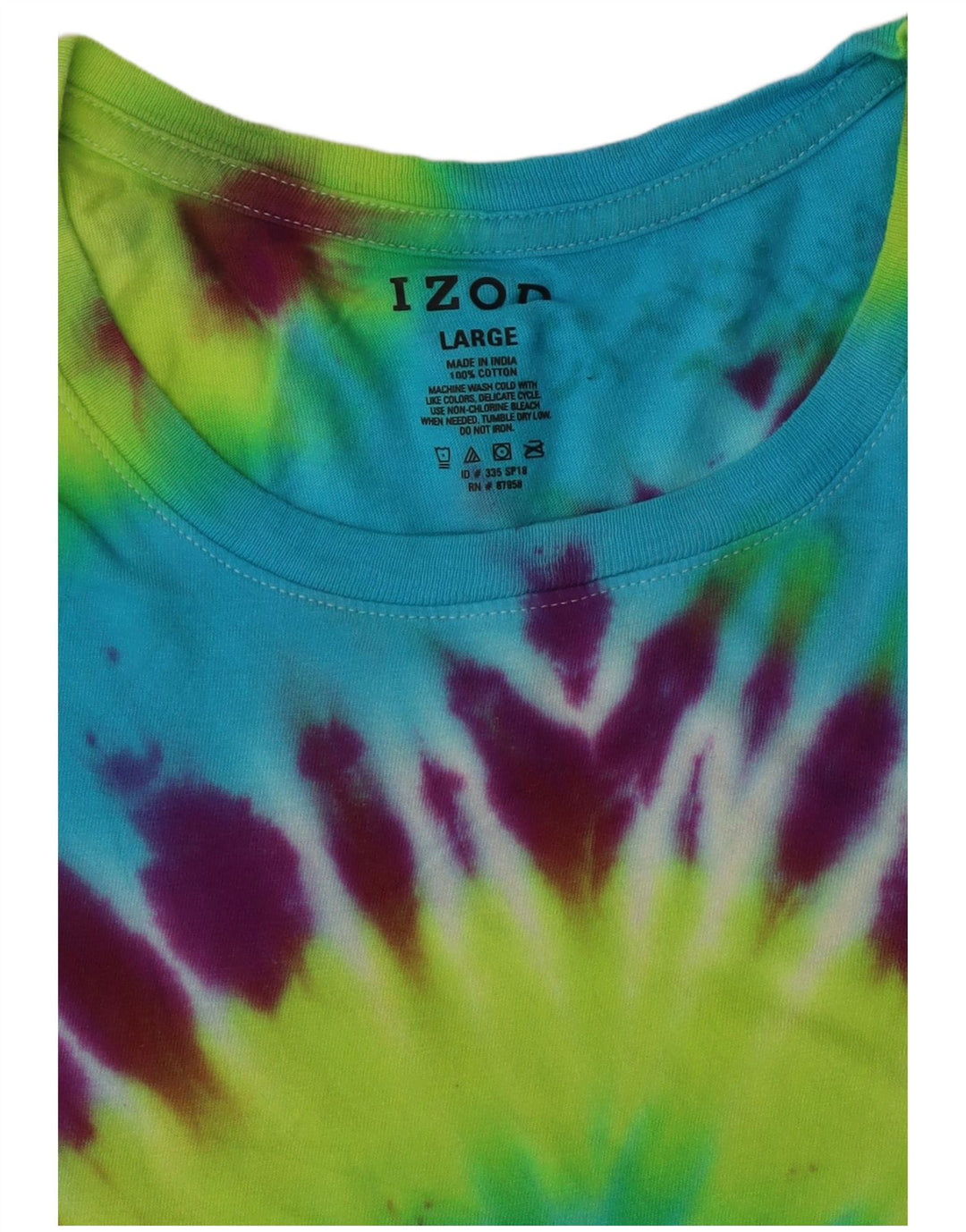 T-shirt da uomo Izod Top grande in cotone tie-dye multicolore Hippie