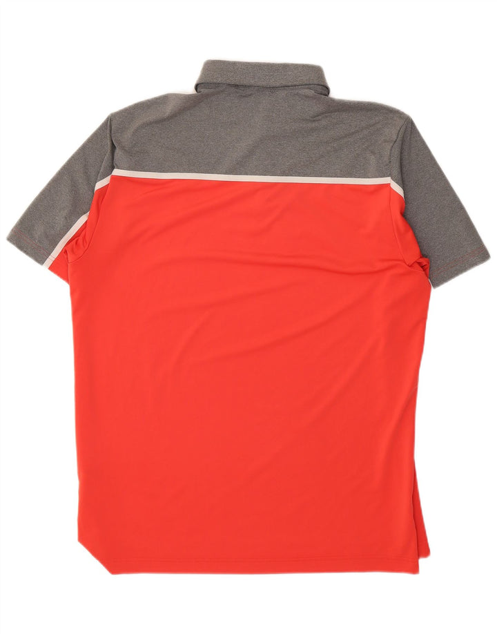 Polo Adidas da uomo grande in poliestere color block rosso