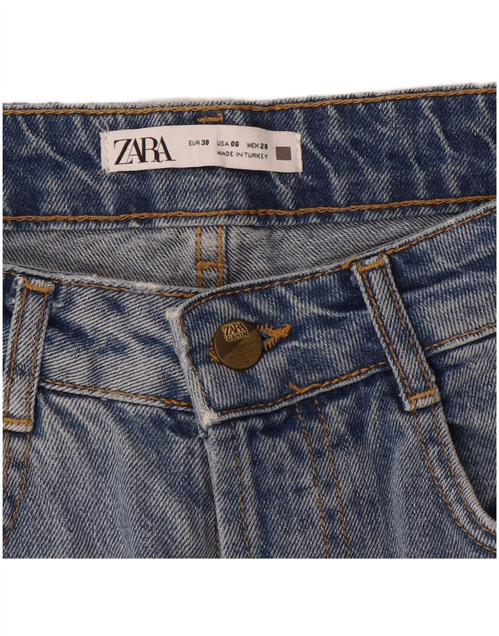 Pantaloncini di jeans invecchiati Zara da donna EU 38 piccoli W28 blu