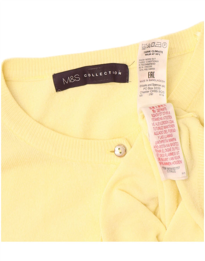 Maglione cardigan da donna Marks & Spencer UK 16 grande viscosa gialla