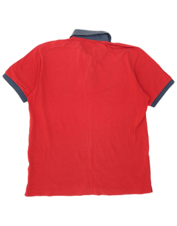 Polo Benetton da uomo XL rossa a blocchi di colore