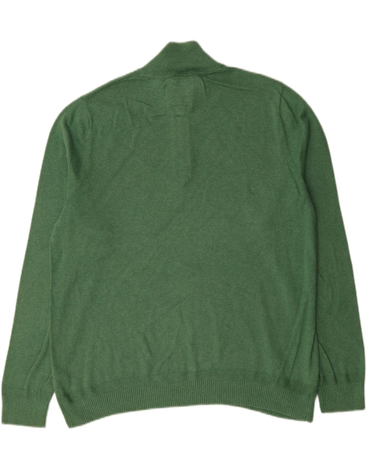 Maglione da uomo con collo con zip Fat Face 2XL cotone verde
