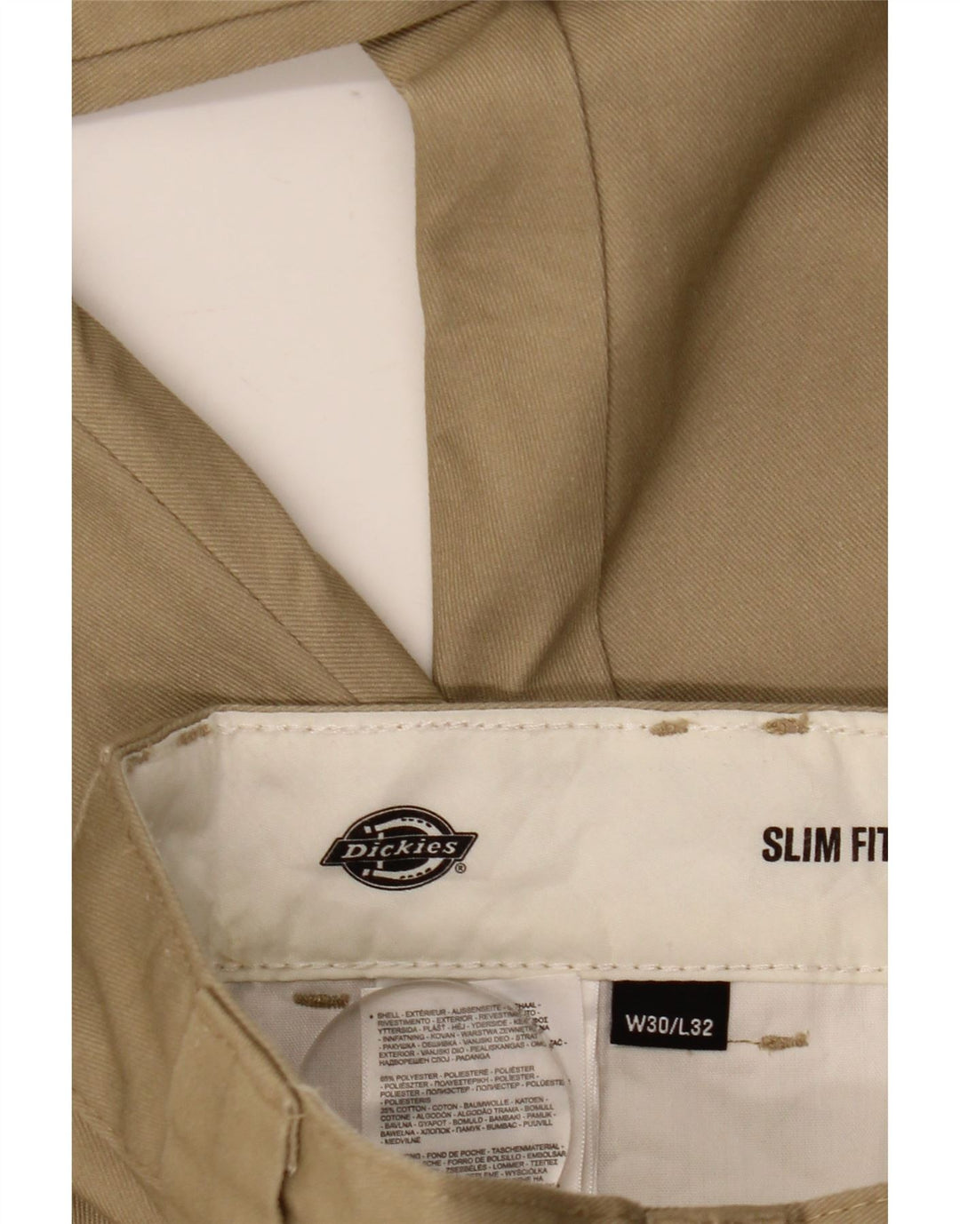 Pantaloni chino slim fit da uomo Dickies W30 L32 poliestere beige