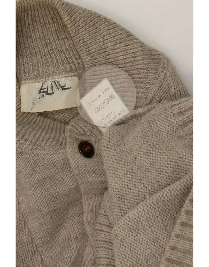Maglione da uomo Elite con bottoni e collo in lana grigio medio