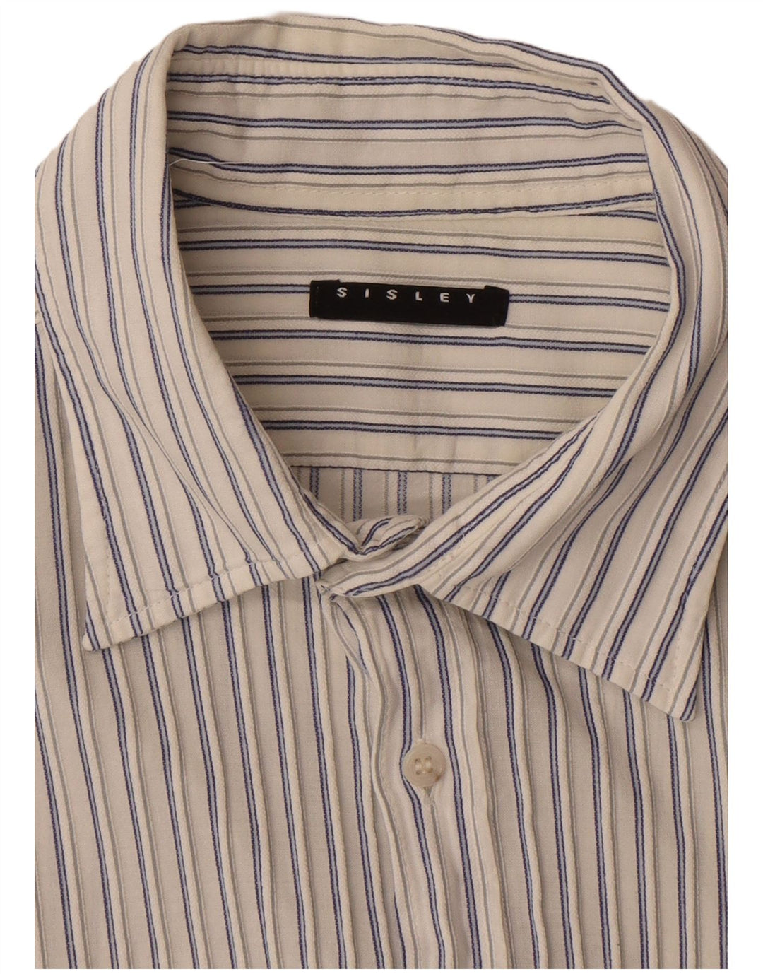 Camicia a maniche corte da uomo Sisley medio gessato bianco sporco