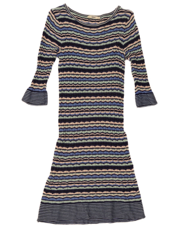 Abito maglione da donna con maniche a 3/4 Oasis UK 12 a righe multicolori medie