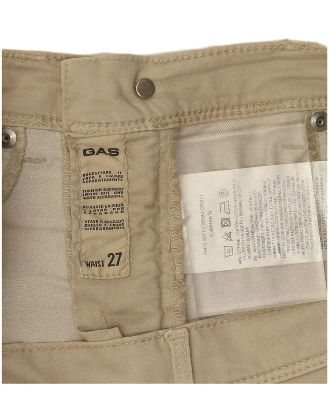 Pantaloni Capri Donna Gas W27 L18 Cotone Beige