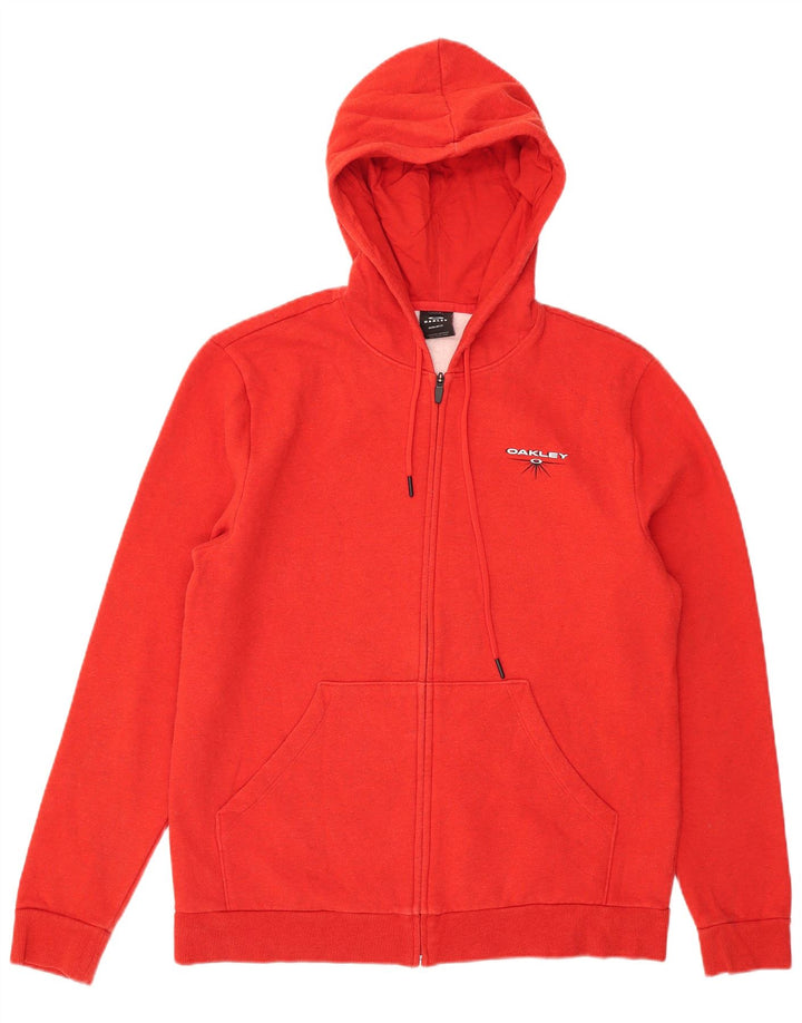 Maglione con cappuccio e zip da uomo Oakley in cotone rosso medio