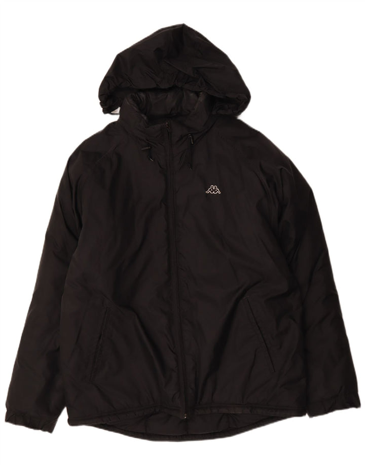 Giacca imbottita con cappuccio da uomo Kappa UK 40 Large nera in poliammide