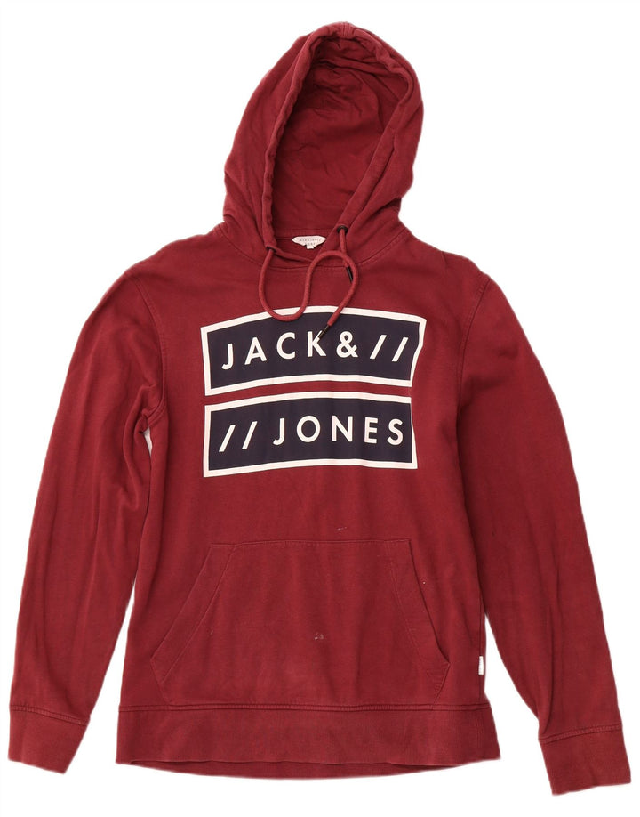 JACK & JONES Maglione con cappuccio grafico Core da uomo in cotone bordeaux medio