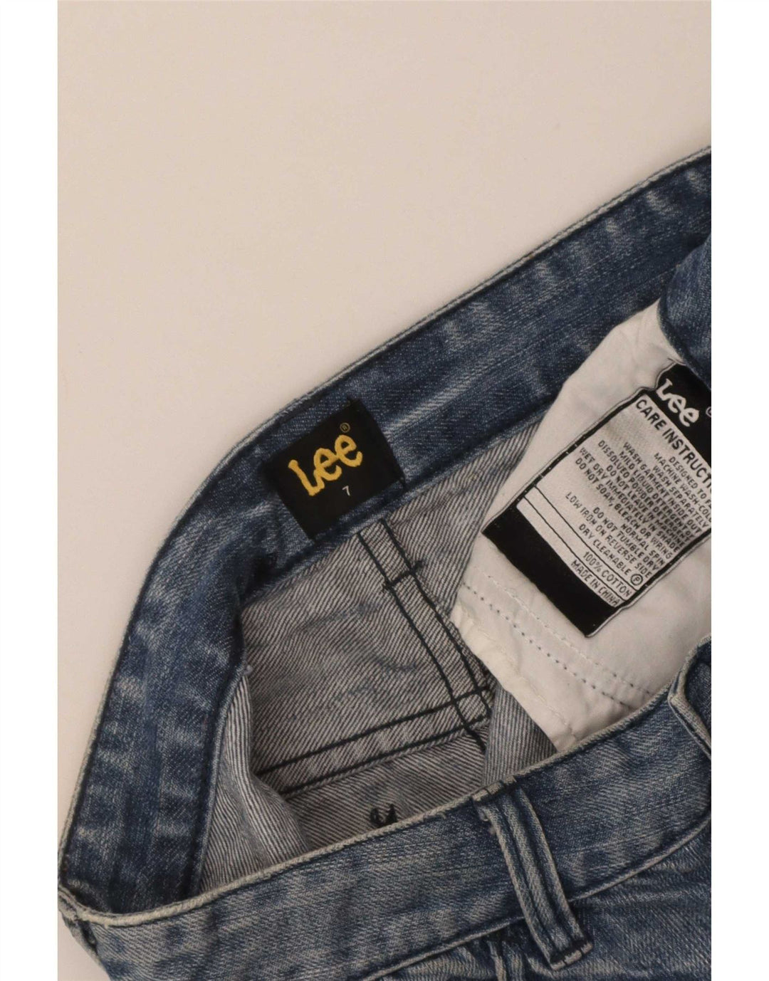 Gonna in denim invecchiato da donna Lee US 7 medio W28 cotone blu