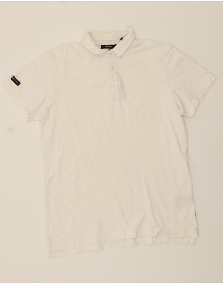 SUPERDRY Boys Polo Shirt 15-16 Years Large White Cotton Vintage Superdry and Second-Hand Superdry from Messina Hembry 