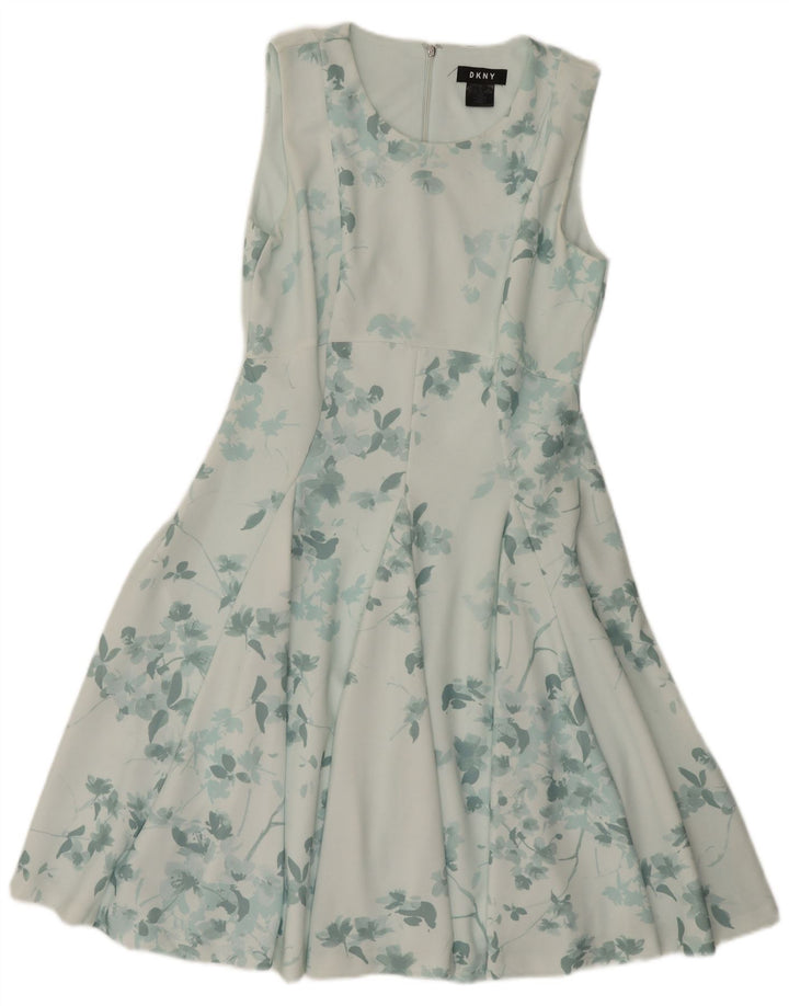 Abito a trapezio senza maniche da donna Dkny EU 40 Poliestere floreale verde medio