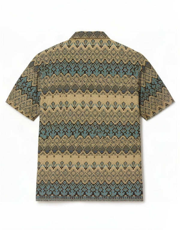 Camicia a maniche corte da uomo Alit Astika 3XL Cotone geometrico beige