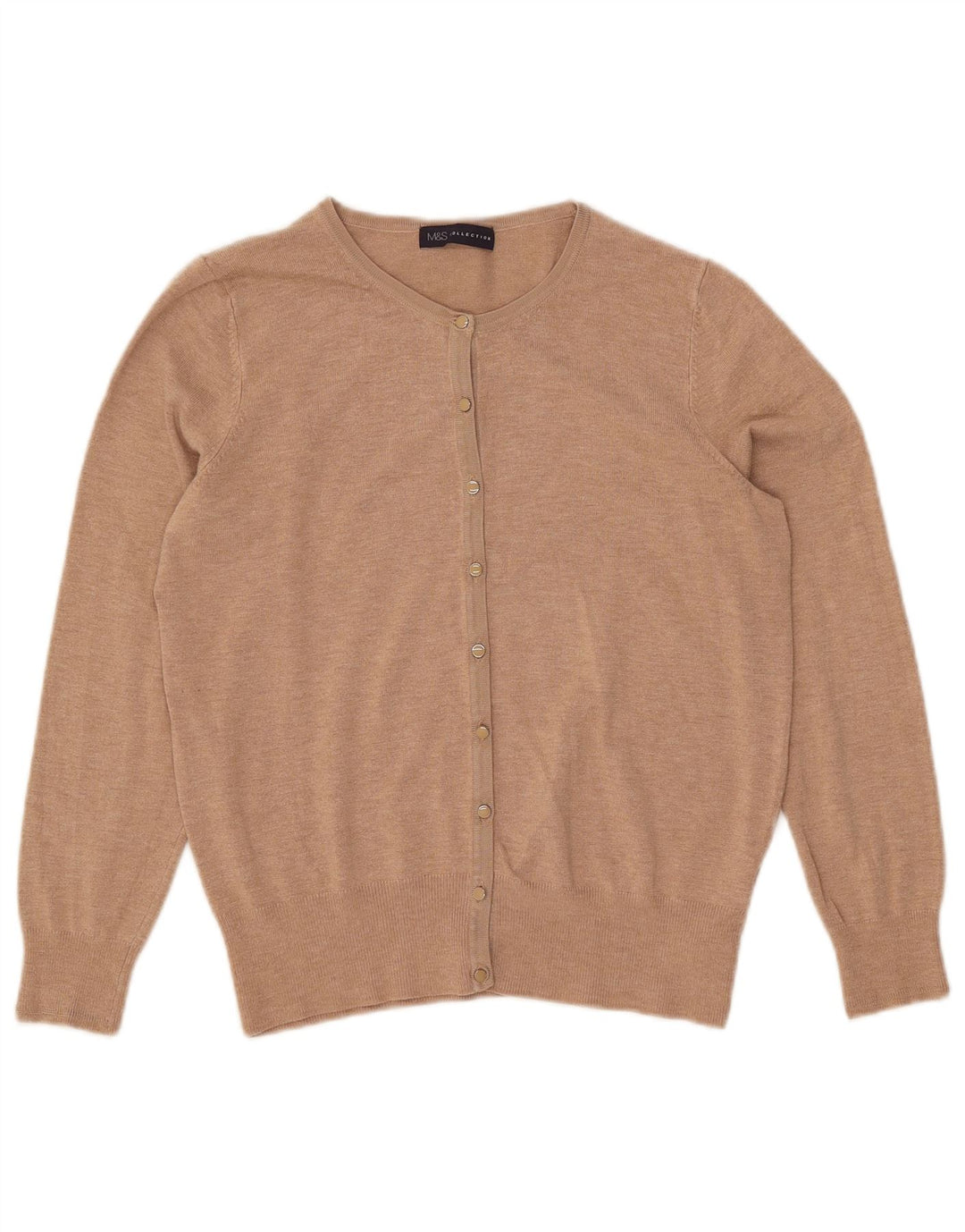 Maglione cardigan da donna Marks & Spencer UK 12 Viscosa beige medio