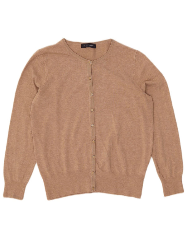 Maglione cardigan da donna Marks & Spencer UK 12 Viscosa beige medio