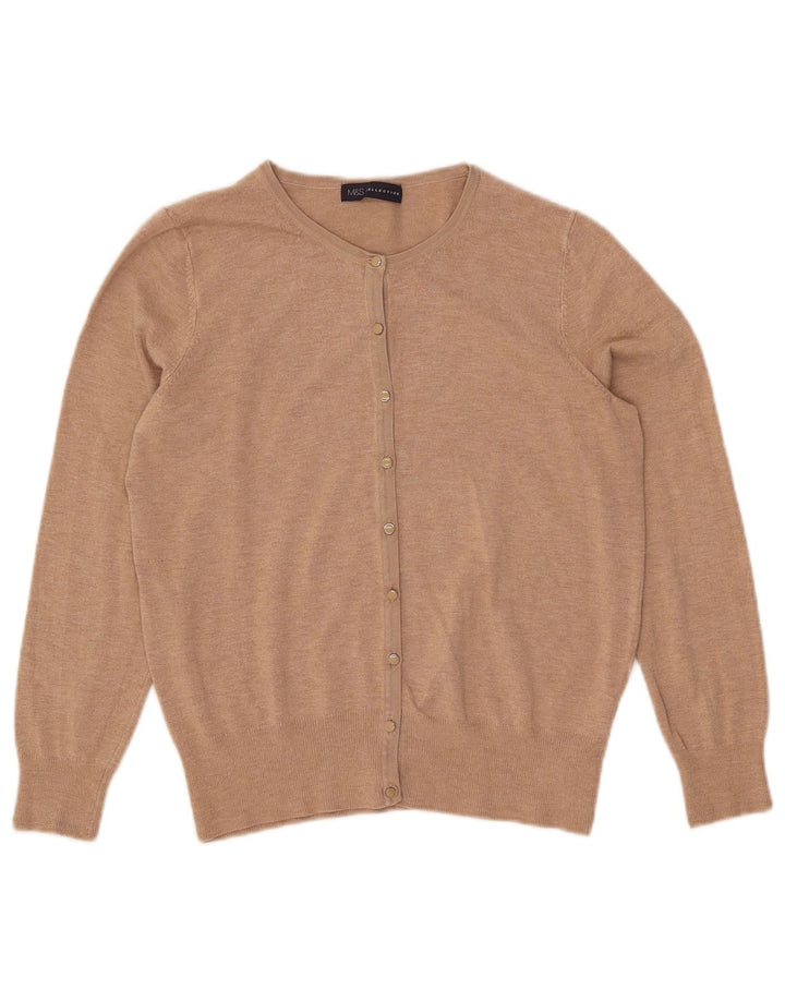 Maglione cardigan da donna Marks & Spencer UK 12 Viscosa beige medio