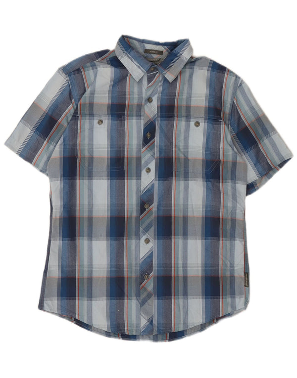 EDDIE BAUER Mens Classic Fit Short Sleeve Shirt Small Blue Check Nylon