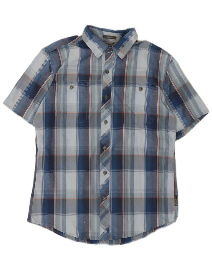 EDDIE BAUER Camicia a maniche corte vestibilità classica da uomo Piccolo nylon a quadri blu