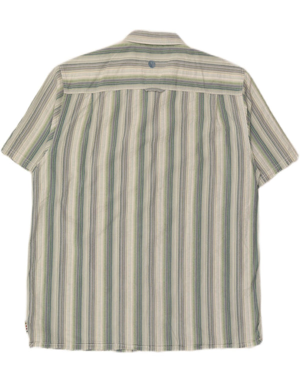Camicia a maniche corte da uomo Fat Face XL in cotone a righe verdi