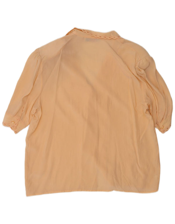 Camicetta oversize a maniche corte da donna vintage UK 16 grande seta beige