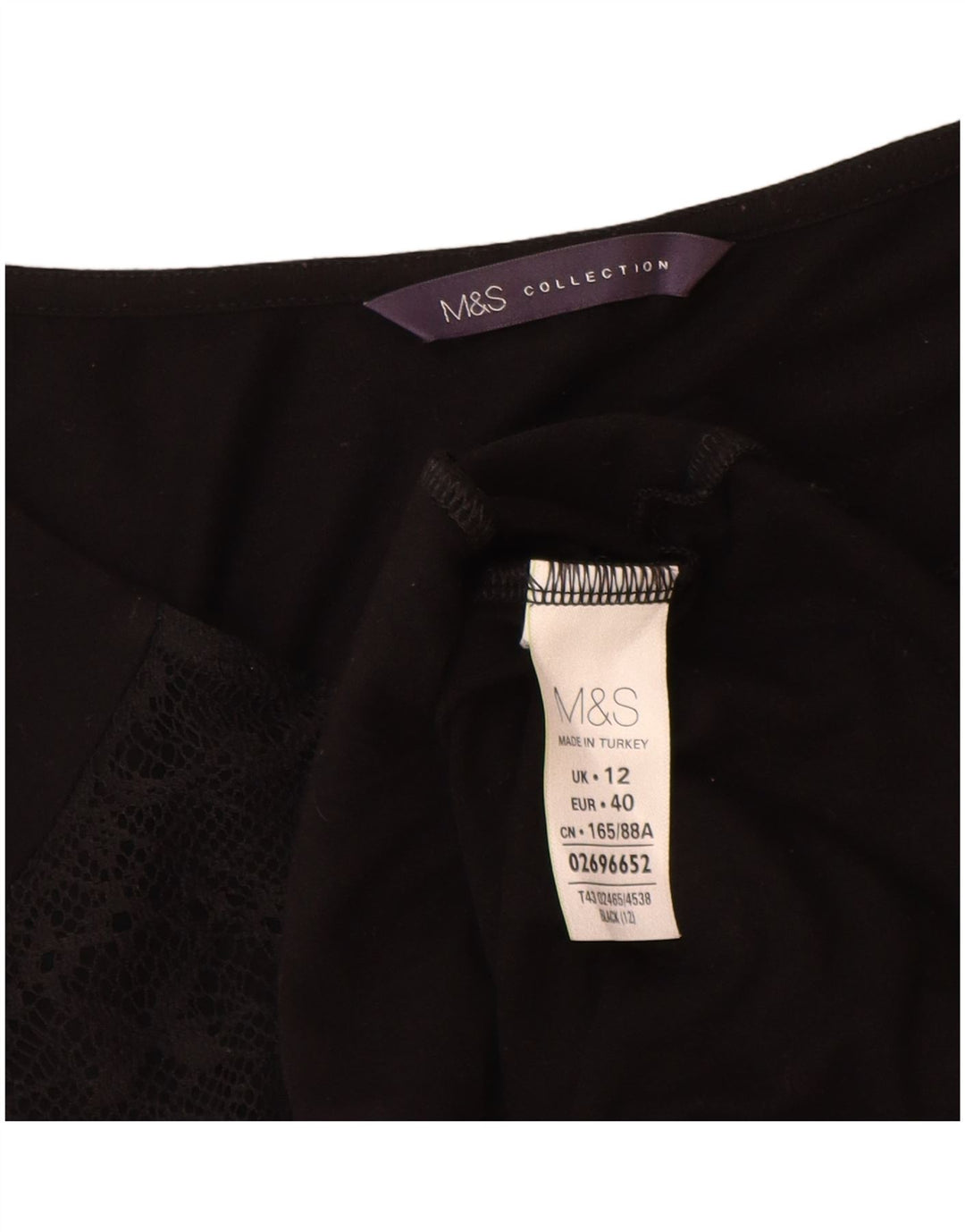Marks & Spencer Top da donna a maniche lunghe UK 12 Medium Black Viscosa