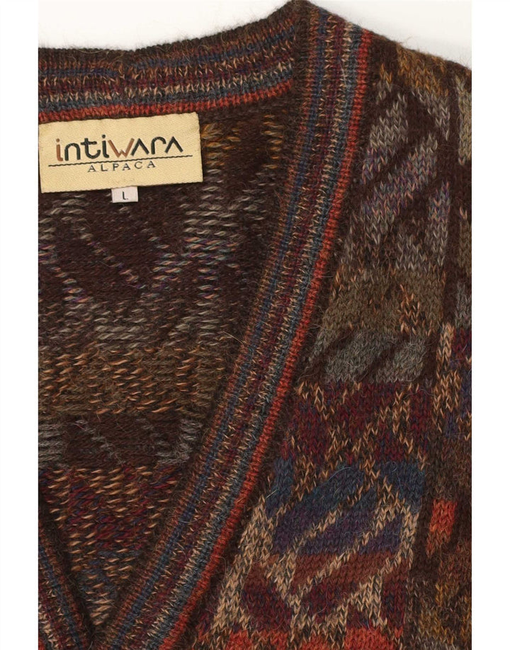 Maglione cardigan da uomo Intiwara grande lana di alpaca geometrica multicolore