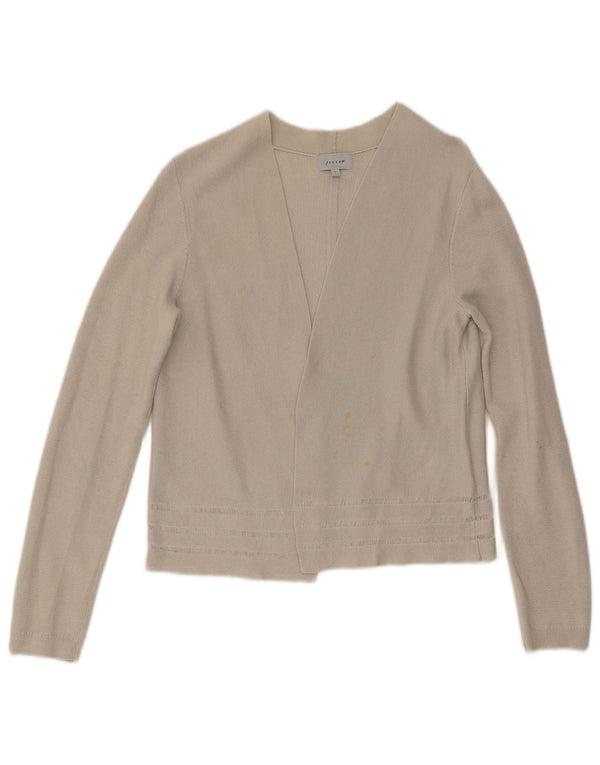 Maglione cardigan aperto corto da donna Jigsaw UK 10 piccolo cotone grigio