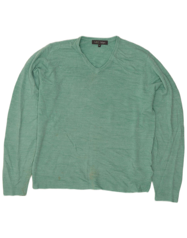 MARKS & SPENCER Maglione da uomo con scollo a V Acrilico verde medio