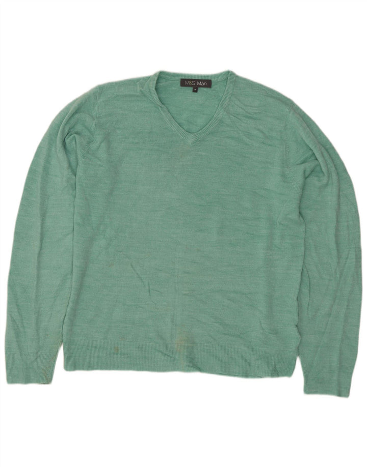 MARKS & SPENCER Maglione da uomo con scollo a V Acrilico verde medio