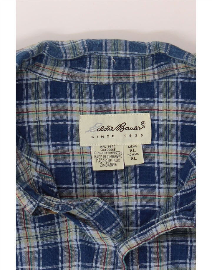EDDIE BAUER Mens Shirt XL Blue Check Cotton Vintage Eddie Bauer and Second-Hand Eddie Bauer from Messina Hembry 