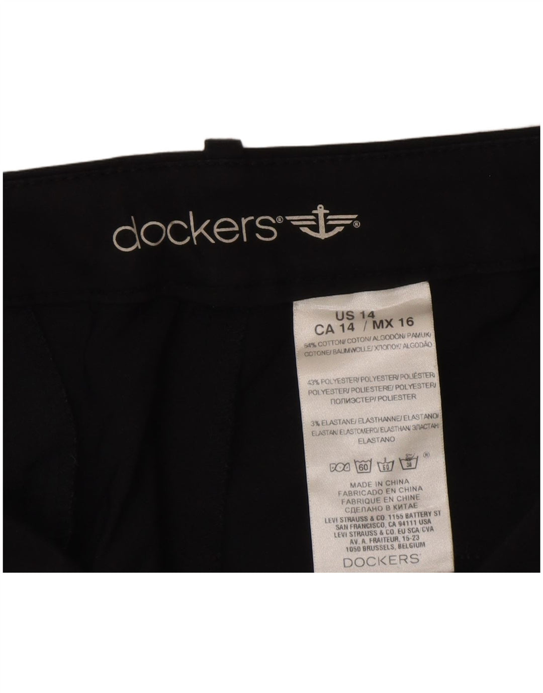 Pantaloni Capri da donna Dockers US 14 XL W36 L20 Cotone nero