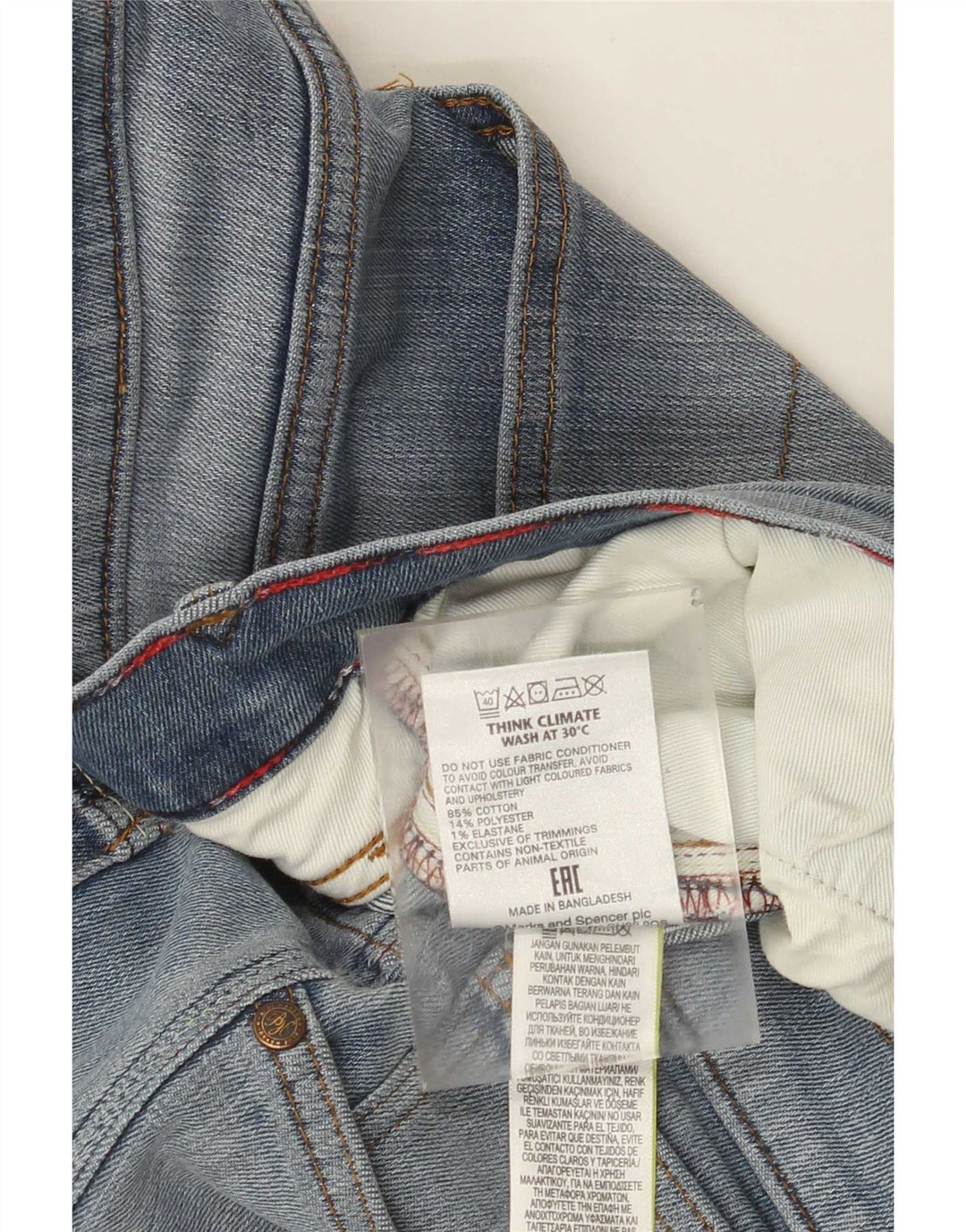 Jeans slim da uomo Marks & Spencer W34 L31 cotone blu