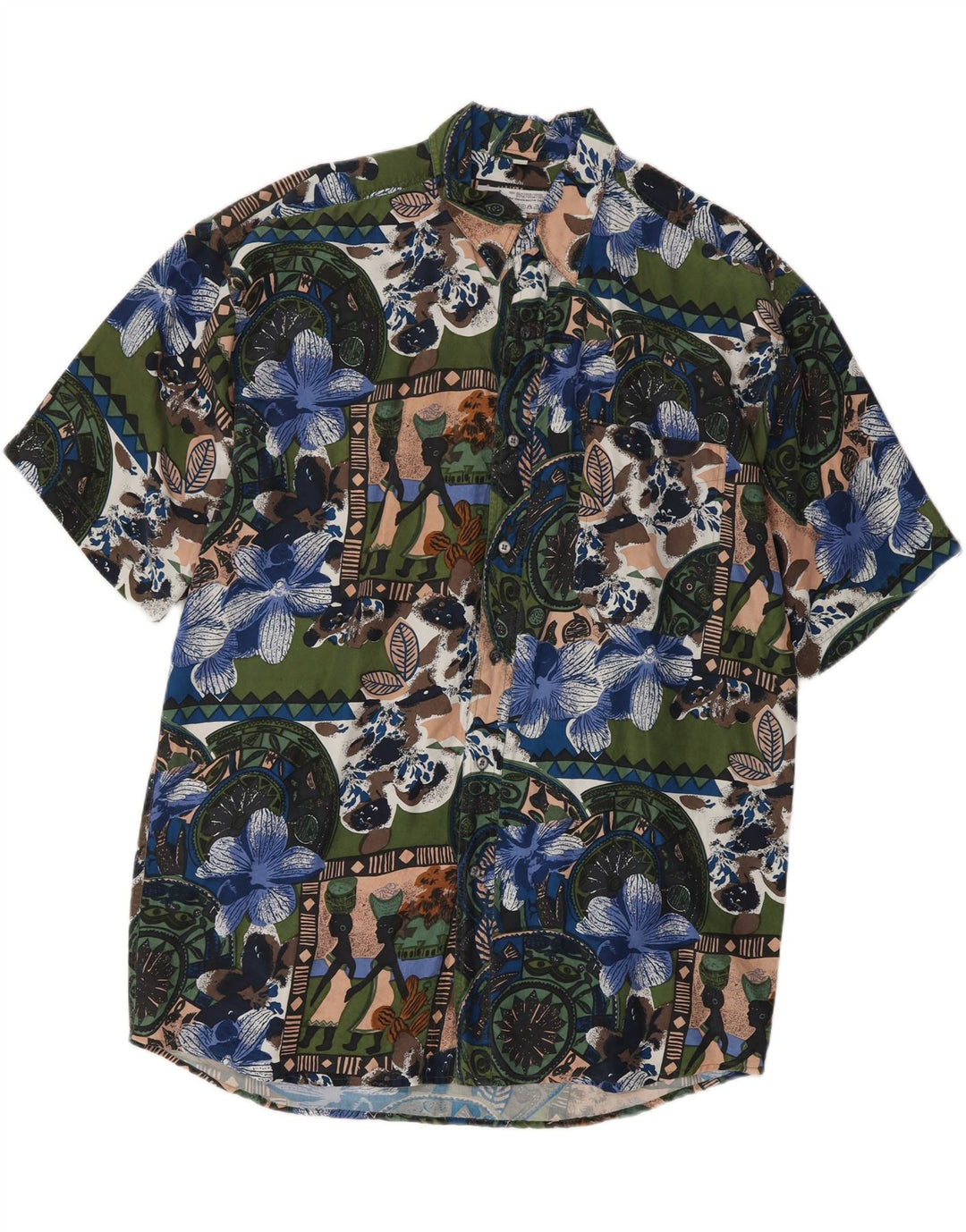 ANGELO LITRICO Mens Short Sleeve Shirt Large Multicoloured Floral Silk Vintage Angelo Litrico and Second-Hand Angelo Litrico from Messina Hembry 