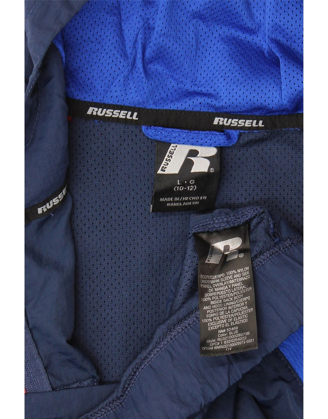 Giacca antipioggia per ragazzi Russell Athletic 10-11 anni Large Blu Navy Colourblock