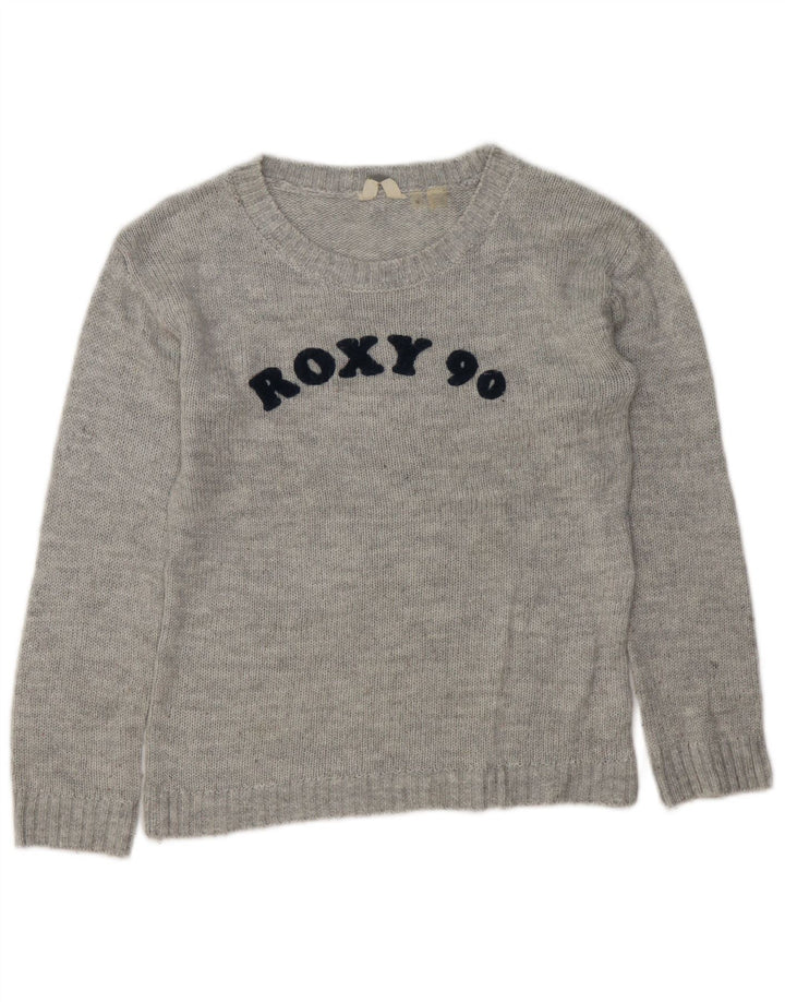 Maglione da donna con scollo a barca con grafica ROXY UK 14 Grigio medio