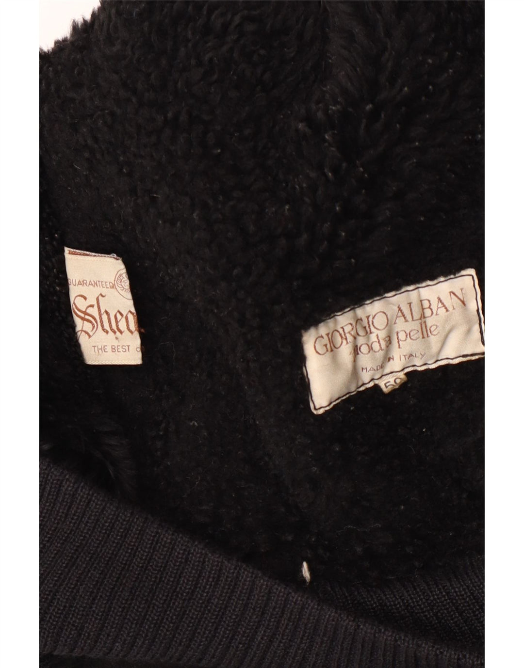 Giacca in shearling vintage da uomo IT 50 grande in shearling nero