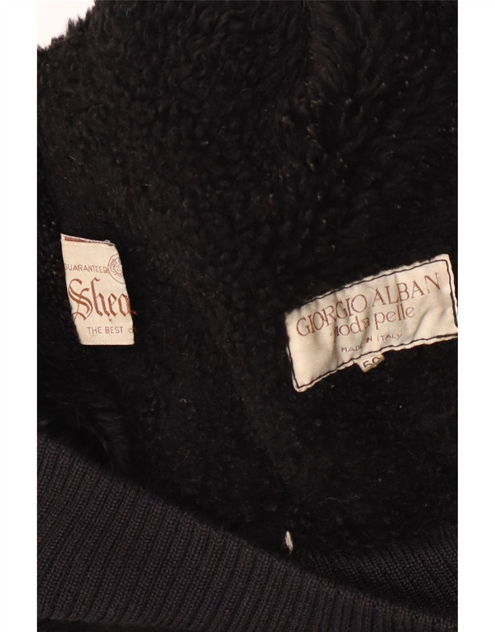 Giacca in shearling vintage da uomo IT 50 grande in shearling nero