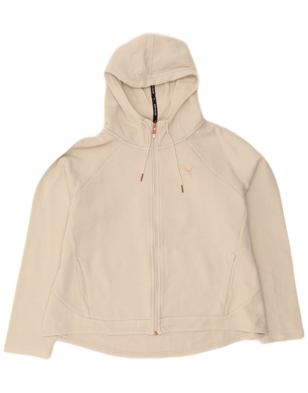Felpa con cappuccio e zip da donna Puma UK 18 XL cotone bianco sporco