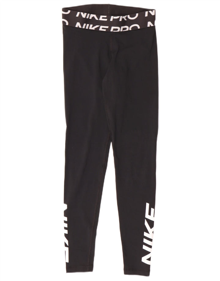 Leggings grafici Nike Dri Fit da donna UK 10 piccoli sportivi in poliestere nero